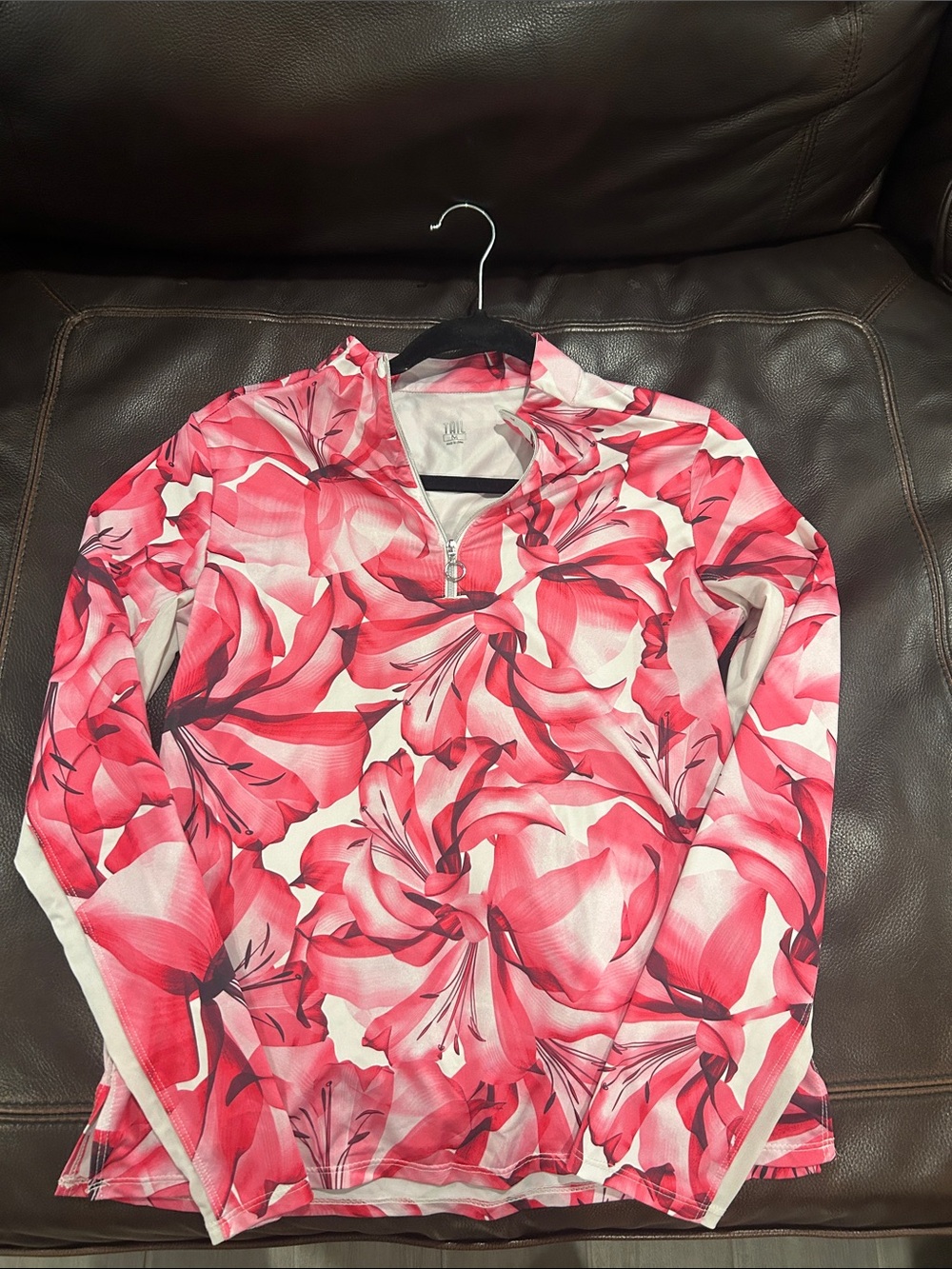 Tail Floral Pink Quarter-Zip Women's pullover top